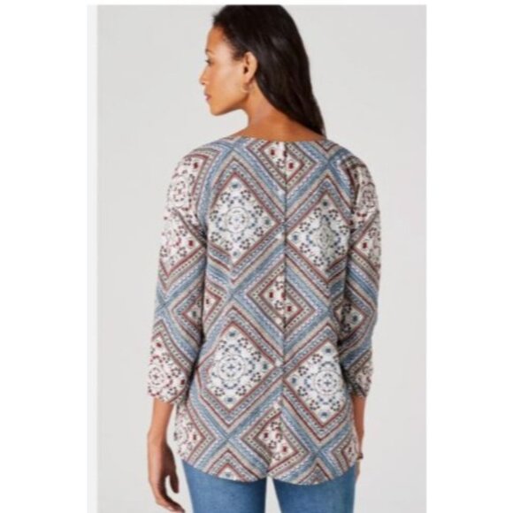 J. Jill Womens blouse top diamond pattern button back size medium rayon - Picture 6 of 7